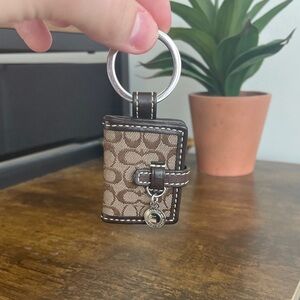 Brown Signature Vintage Coach Mini Photo Album Charm Keychain